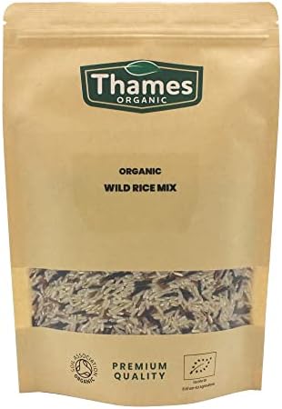 Organic Wild Rice Mix - Camargue Red Rice, Wild Rice, Long Grain Brown Rice, Raw, Vegan, GMO-Free - No Additives or Preservatives - Nutritious, Flavorful, and Sustainable - Thames Organic 1kg