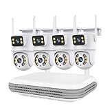 Obiekt Monitorowany, System monitoringu WiFi z dwoma obiektywami, kamera PTZ z dwukierunkowym dźwiękiem, 8-kanałowy zestaw do monitoringu wideo NVR(None,NVR add 4PCS A31)