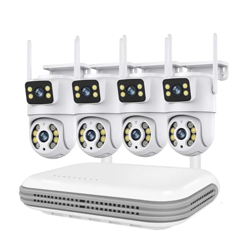 Obiekt Monitorowany, System monitoringu WiFi z dwoma obiektywami, kamera PTZ z dwukierunkowym dźwiękiem, 8-kanałowy zestaw do monitoringu wideo NVR(None,NVR add 4PCS A31)