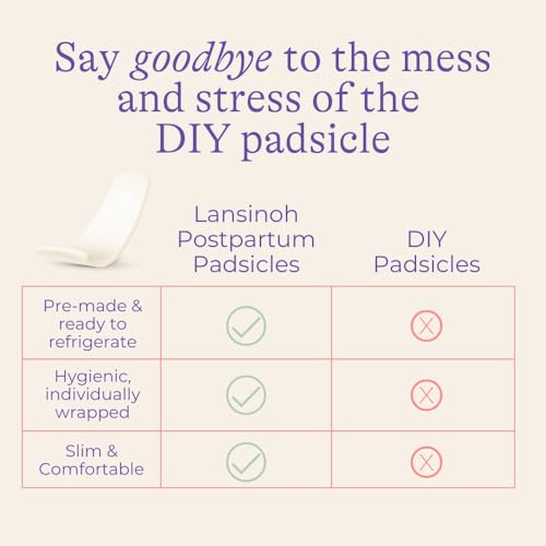 Image of Lansinoh Postpartum Cooling Pads, Perineal Ice Packs, 12 Count, Witch Hazel Pads for Postpartum Care, Padsicles with Aloe Vera