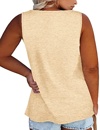 Image of Womens Plus Size Tank Tops Summer Button Down Henley Shirts Sleeveless Tops