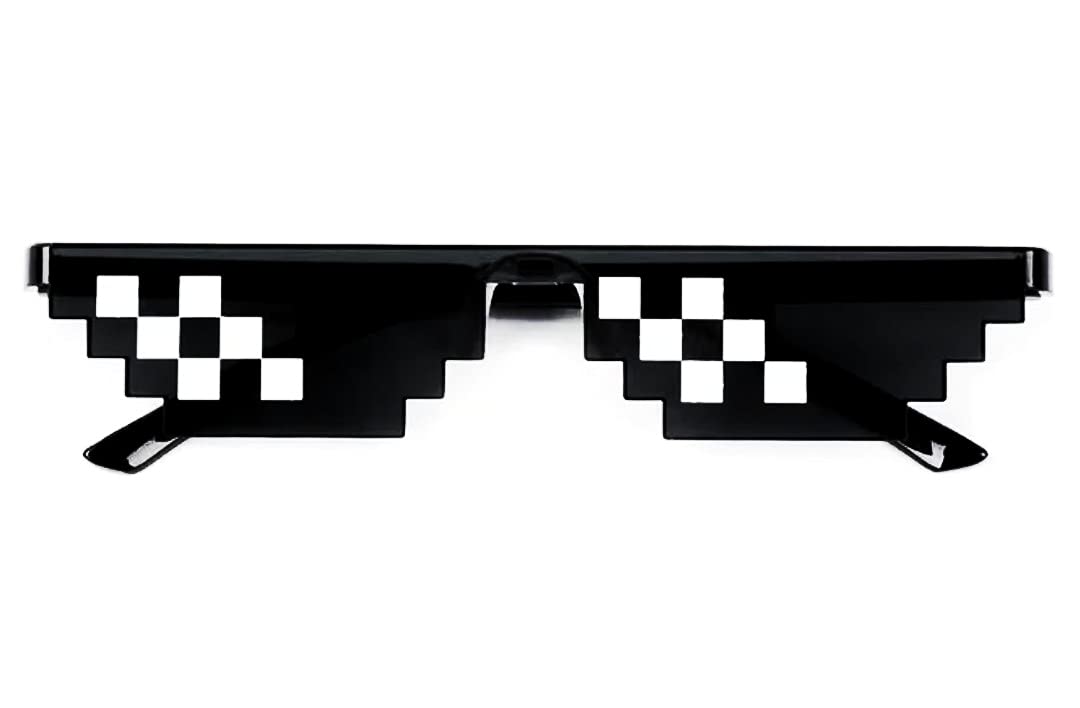 HUVORA Pixelated Unisex Rimless Thuglife MEME Sunglasses