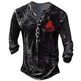 TIMELYE Herren Longsleeve T-Shirt Modern Männer Tee Langarmshirt Langarm Sweatshirt Pulli Bedruckt Langarm Lässige T-Shirt Rundhals mit Knöpfen Dünne Longshirt Regular Fit Einfarbige Tshirt