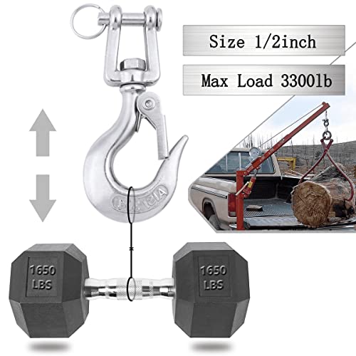 Slip Hooks, Lsqurel 1/2 304 Stainless Steel Chain Hook Clevis Hook Safety Hook Winch Hook For Chain, Cable Etc (Capacity 3300Lb) #TOP2