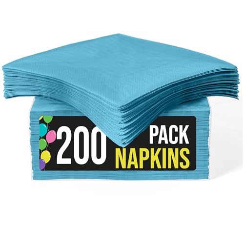 Party Solids Turquoise Paper Napkins Disposable Everyday 200 Pcs 2 Ply Turquoise Cocktail Napkins Paper Everyday For Parties & Party Supplies
