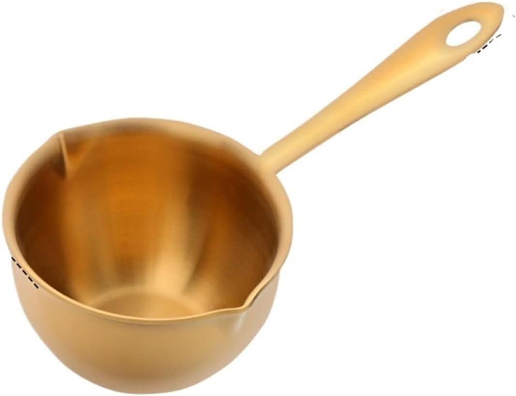 Stainless Steel Milk Pot 1PC Mini Sauce Heating Chocolate Pot Stainless Steel Butter Milk Kitchen Drip Tableware Small Pouring Pots With Handle(1pc rose gold)