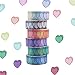 Cintas Washi,6 rollos de pegatinas de cinta Washi de puntos,600 piezas de pegatinas de corazón,cintas decorativas de 14 mm de ancho,cinta adhesiva para bricolaje,pegatinas para álbumes de recortes