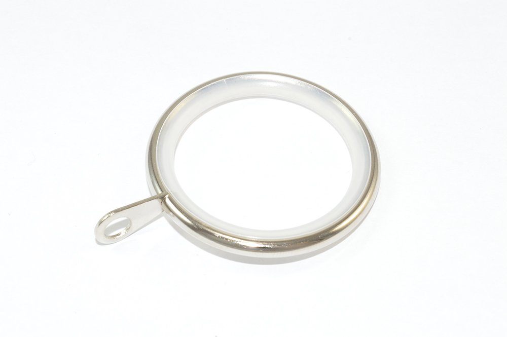 6 x Silent Curtain Pole/Rod Rings Fixed Eye Chrome ID 35mm - OD 42mm