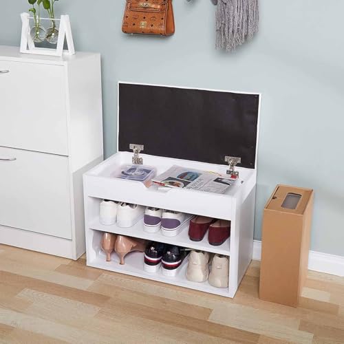 Banc de rangement avec assise pour chaussures meuble d'entrée à compartiment - 7