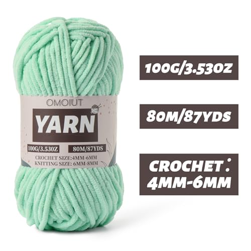 Image of Fluffy Chenille Yarn for Crocheting - Baby Yarn for Crocheting Soft Blanket - 3 Pack of 100g /(87.4yds) Crochet Amigurumi Chunky Yarns - Super Bulky 5 Velvet Yarns (3 Aqua Green)