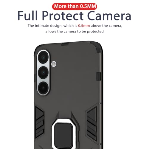 Image of Pikkme D5 Tough Armor Bumper Case | 360 Protection Case | Ring Holder Stand Back Cover for Samsung Galaxy A56 5G (Black)