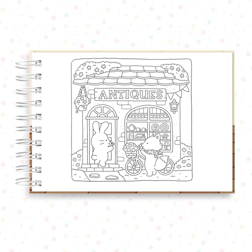 Livro Colorir Urso Raposa Gato Coelho Fuzzy Hygge 40 Folha 180G Capa Dura Caderno Desenho Pintura