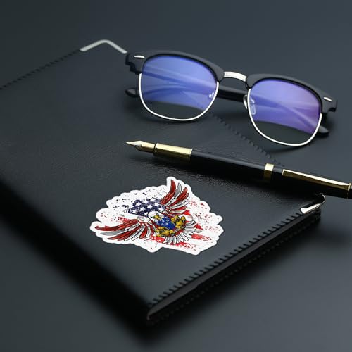 Image of American Eagle Patriotic Vinyl Waterproof Sticker Decal for Laptop Water Bottle Car Bumper USA Flag Eagle Sticker 5 Inch