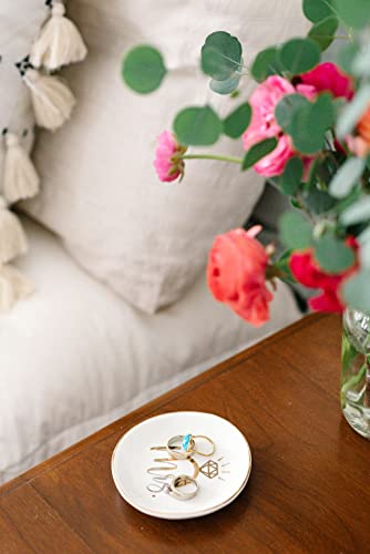 Mrs Jewelry Ring Dish W/ Giftable Box - Cream Colored W/ Gold Foil Trinket Dish - Ceramic Jewelry Tray For Rings, Necklace - Classy & Clean Design Ring Plates - Engagement Gift - Wedding Ring Holder #TOP5