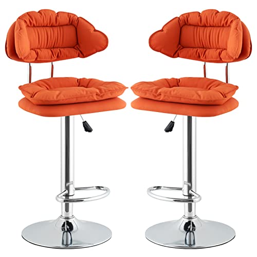 Juego de 2 taburetes de bar tapizados, sillas giratorias ajustables con reposapiés para comedor, encimera de cocina