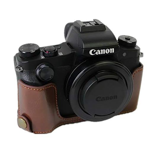 Halvt skal väska kompatibel för Canon Powershot G1X Mark III etui konstläder Coffee CC1750c