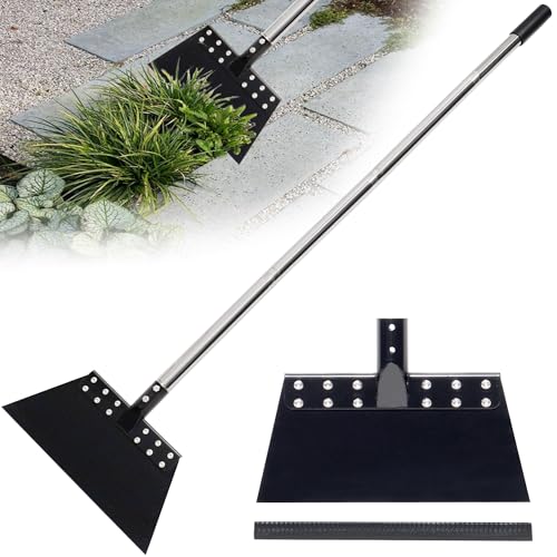 CKLT Garden Flat Shovel 65in Floor Scraper Long Handle Heavy Duty Weed Scraper with 11in Spring Steel Blade Multifunctional Cleaning Shovel for Ice, Snow, Weed, Dirty, Moss, Driveway, Lawn Edging