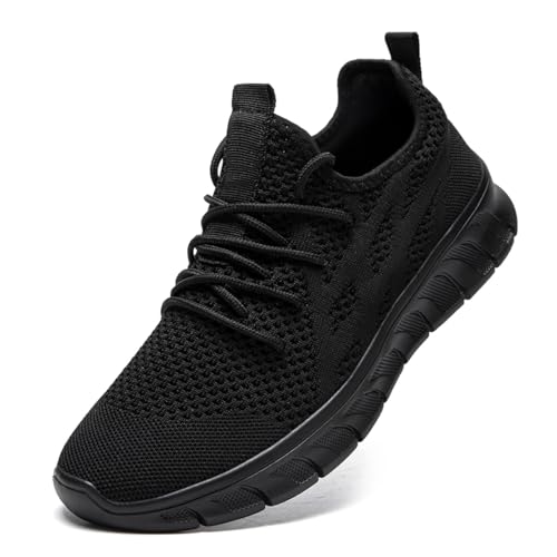 LANGFEUU Zapatillas De Deporte para Hombre Deporte Tenis Zapatos para Caminar Zapatos para Correr Zapatos Deportivos Correr En La Calle Moda Ligeros Transpirables Negro EU 45