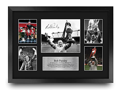 Cadeau Liverpool photo Bob Paisley autographe imprimé A3 encadré football