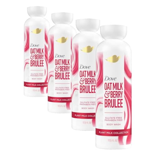 Image of Dove Plant Milk Cleansing Body Wash Oat Milk & Berry Brulee for Moisturized Skin Gentle Cleanser, No Sulfate or Parabens, pH balanced 17.5 fl oz (Pack of 4)