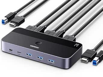 KVM Switch HDMI USB 3.0 4 Poorten met Hotkey 4K 60Hz 18Gbps Deel 4 Computers met één Toetsenbord Muis HDR Dolby Vision HDCP2.2 Afstandsbediening