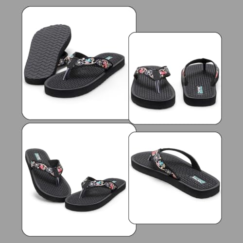 Image of DOCTOR HEALTH SUPER SOFT Women Flip Flops Slippers | Embroidered Comfortable Toe-Ring Sandals for Women | Lightweight Soft Cushioned Everyday Wear Casual Chappals