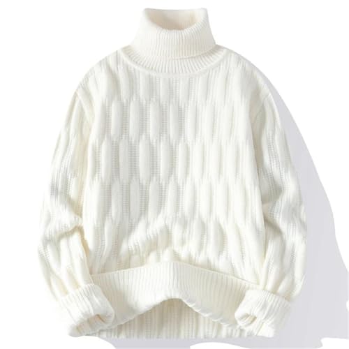 Men’S Fashion Jacquard Turtleneck Knitted Pullover Sweater Casual Long Sleeve Jumper Top2