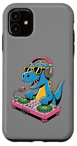 Tocadiscos DJ Dino Funny Music Lover Dinosaur Vibes Carcasa para iPhone 11