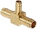 Eaton Weatherhead 1064X8X8X6 Brass CA360 Mini-Barb Brass Fitting, Union Tee, 1/2 x 1/2 x 3/8" Tube OD