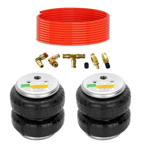TORQUE 2 Pack Universal Air Spring Airbag Air Bag Replacement 1/2" NPT Single Port Double Bellow Standard 2600 lbs with Air Line (5000 (Double Convoluted), 2 Pack) by Torque - Used condition - US$68.61