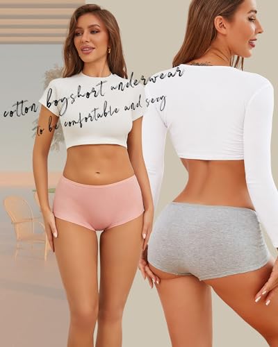 Image of Cotton Boyshort Underwear for Women Boxer Briefs Lady Boy Short Panties
