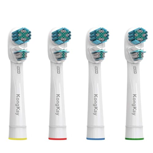 KongKay Spazzole di Ricambio per Oralb Dual Clean, 4 testine compatibili con Oralb Spazzolini Elettrici, doppie teste per una migliore pulizia