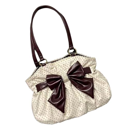 Sac sous les bras vintage à pois et nœuds en dentelle pour femme