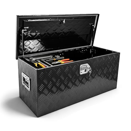 LucaSng 36 Inch Aluminum Truck Bed Toolbox with Removable Tray, Heavy Duty Tool Boxes, Upgraded Widest Tool Box Used for Truck Bed Storage, Trailers, Pickup, RV, All-Weather Use, 36" x15" x15"