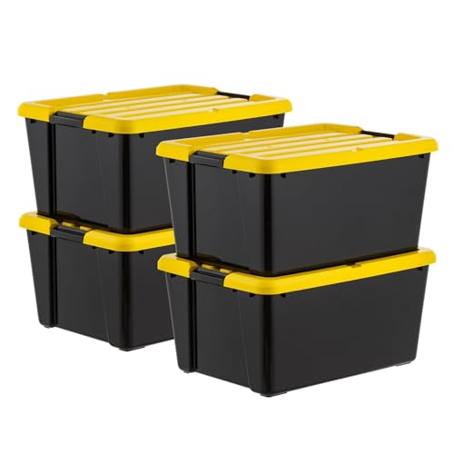 Image of Storage Bins 45 Qt Stackable with Lids 4 Pack for Garage Closet