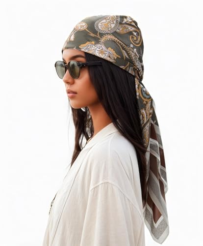 100% Mulberry Silk Large Square Lightweight Scarf &Shawls Hair Wraps Travel Evening Dress for Women with Gift Packed4