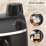 Coffee Machine, 3.5 Bar Espresso Cappuccino Machine with Milk Frother, 1-4 Cup Portable Coffee Maker for Latte, Cappuccino, 800W, Black - Image 5