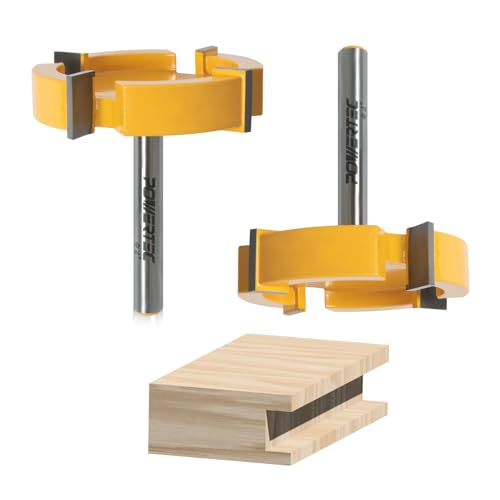 POWERTEC Slab Flattening Router Bit, CNC and Surfacing Router Bit 1/4 Shank, 2" Diameter, 1/2" Cutting Depth, Router Planer Bit - Perfect for Spoilboard Surfacing, Wood Milling Planing - 2PK, 73056-P2