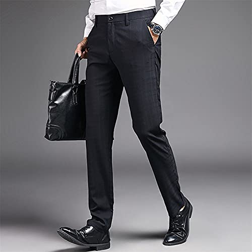 Mens Slim Fit Plaid Stretch Dress Pants Straight Leg Flat Front Skinny Suit Trousers with No Iron4