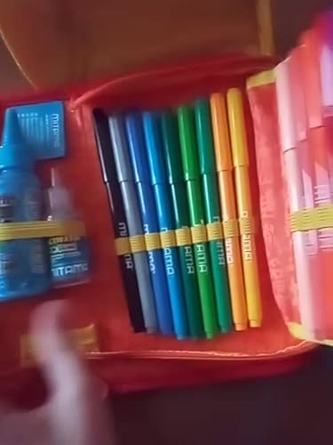 Mitama Estuche Escolar Con 3 Compartimentos, HIP-Hop Diamond, Contenido 47 Piezas, Completo De Lápices, Rotuladores, Portalápices Escuela Primaria Niña, Violeta, Talla única, Estuche Con 3 Cremalleras