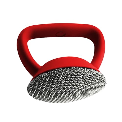 Brosse en acier inoxydable rouge Hemobllo à manche long pour poêles