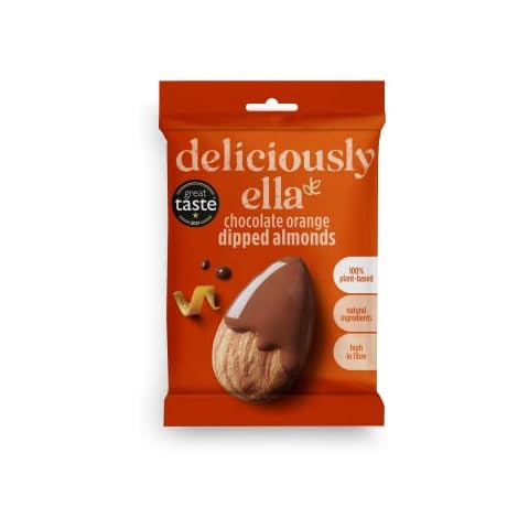 Deliciously Ella - Dipped Almonds, Vegan Friendly, 27g x 12 Packs (Chocolate Orange) Cover