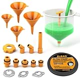 ELEAD No-Spill Coolant Funnel Kit - 19-Piece Radiator Funnel burping kit, coolant Bleeder kit, Extra Funnels and Adapters for Universal Vehicle