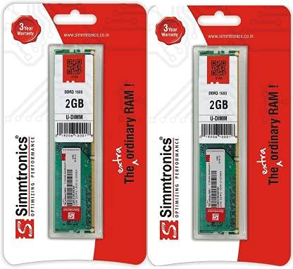 Simmtronics 2GB DDR3 Ram for Desktop 1600 Mhz 3 Years Warranty (Pack of 2) (B09HCYPZ53) Amazon Price History, Amazon Price Tracker