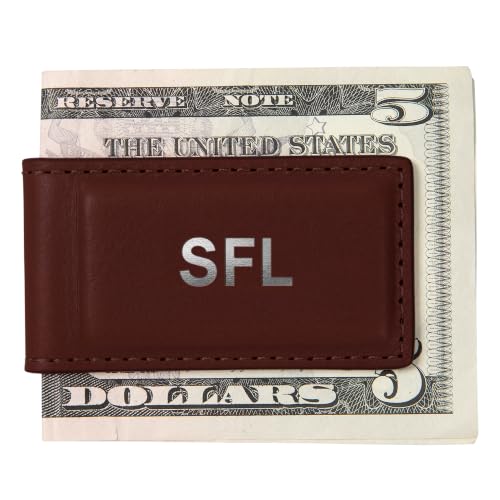 Image of Northwind Personalized Leather Magnetic Money Clip - Made in USA - Custom Monogrammed Full Grain Leather Bill Clip for Men