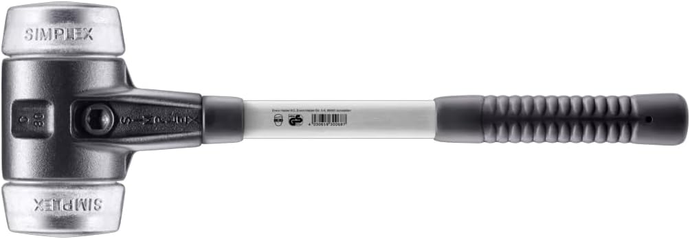 Halder Simplex Soft-Faced Mallet 3709.080 – Soft Metal Inserts, Reinforced Cast Iron Housing, Fiber Glass Handle, Non-Slip Rubber Grip, 80mm, 9.5 lbs.