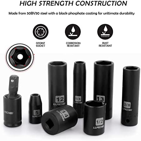 LLNDEI 1/4Drive Impact Socket Set, 52 PCS Mechanic Tool Set with 72-Tooth Ratchet & Adapter, CR-V, Metric and SAE Sockets with Storage Tool Kit for Household & Automotive Repair & DIY Project