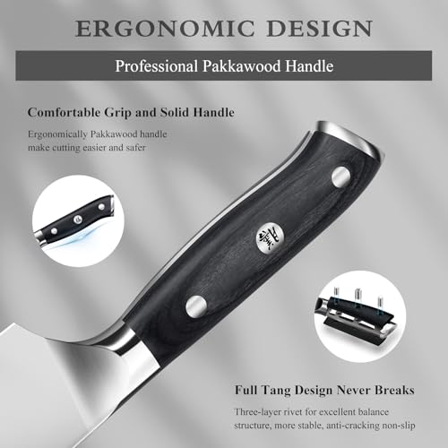 SHAN ZU Coltello da Chef Giapponese Coltelli da Cucina 20 cm, Professionali Coltello Ultra Affilato Acciaio Inossidabile Tedesco, Coltello Multiuso per Cucina Domestica e Ristorante - immagine 4