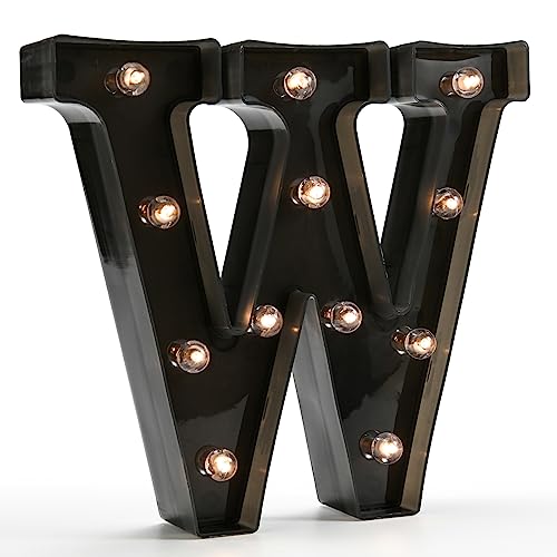 Light Up Black Alphabet Marquee Letters Sign LED Marquee Number Lights Sign for Night Light Home Bar Christmas Lamp Birthday Party Wedding Decoration W