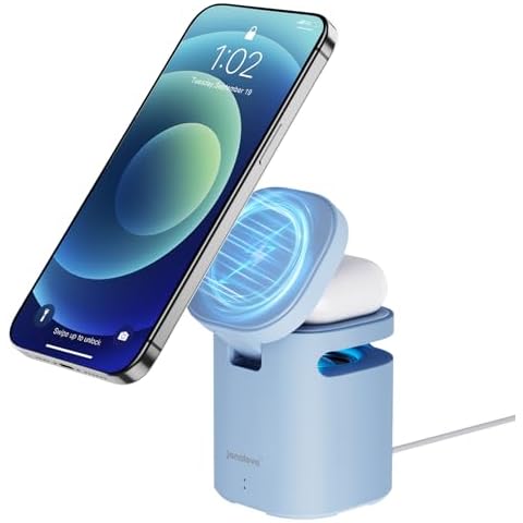 Magnetic Wireless Charger, 2 in 1 Charging Station, Bluetooth Speaker, for iPhone 15/14/13/Pro/Max/Plus, Airpods 3/2/Pro, Ideal Gift for Women and Men Cover